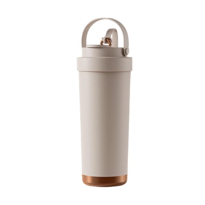  750ml Stainless Steel Coffee Mug with Ceramic Interior and Leak proof Straw Lid