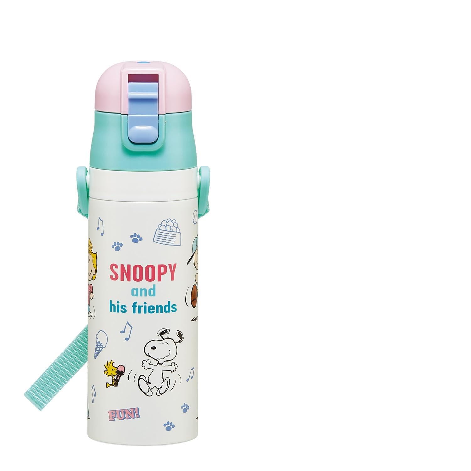 Skater Water Direct Snoopy Fun Fun for Boys and Stainless Sports Water Children s Bottle, Drinking, 470ml, Friends, Girls, Insulated, Steel,