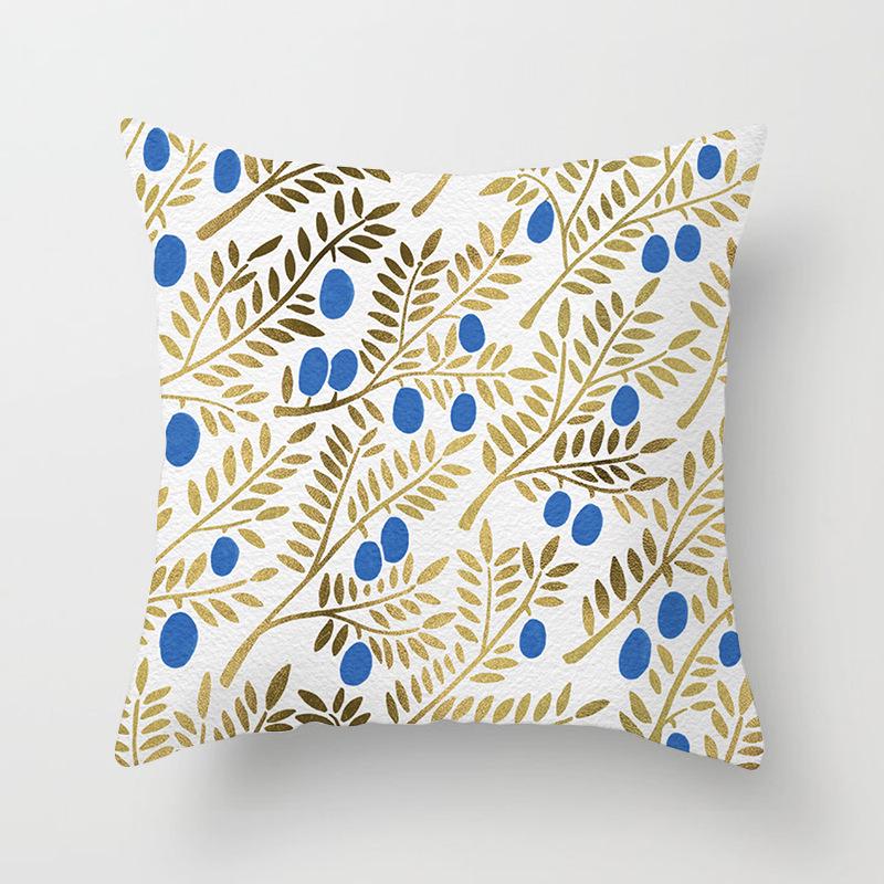 European Style Golden Geometric Print Car Pillow Cover Sofa Cushion Cover Home Furnishings