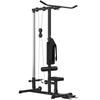 Pull Up Station, Power Cage with Adjustable Seat, for Home Gym - Black