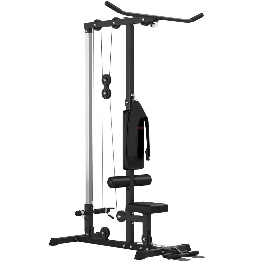Pull Up Station, Power Cage with Adjustable Seat, for Home Gym - Black