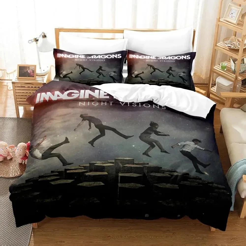 3D Print Imagine Dragons Album Cover Bedding Set Duvet Cover Bed Set Quilt Cover Pillowcase Comforter king Queen Size Boys Adult