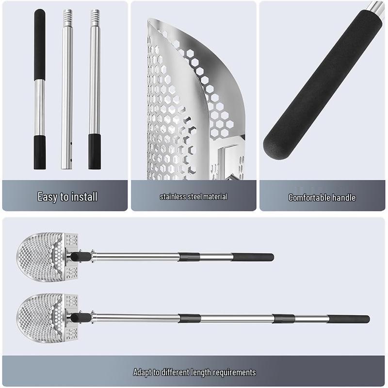 304 Stainless Steel Metal Detector Sand Shovel with Handle for Treasure Hunting and Gold Panning