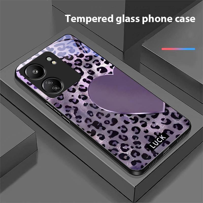 Speckled Love For Xiaomi Redmi 13C Note13 12 Pro Plus 5G Note 9 13T Pro POCO X6 F5 F6 Black Tempered Glass Phone Case