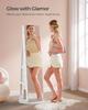 SONGMICS 6 LEDs Lockable Mirror Jewelry Cabinet, 360 Degrees Swivel Jewelry Organizer, Standing Jewelry Armoire, Frameless Full-Length Mirror