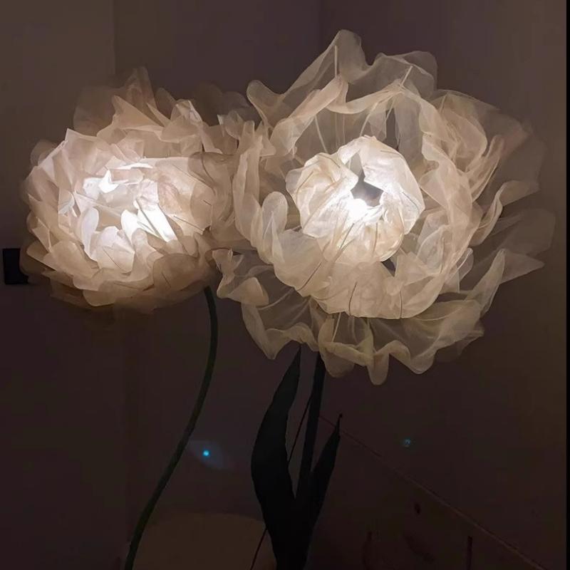 Peony Flower Atmosphere Flower Lamp Decorative Flower Creative Silk Eugen Floor Lamp Living Room Finished Product Pure Handmade