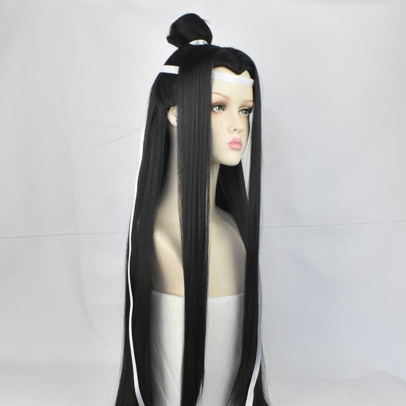 Peruca mágica cos, pico de beleza fantasia antiga cosplay cabelo preto longo liso