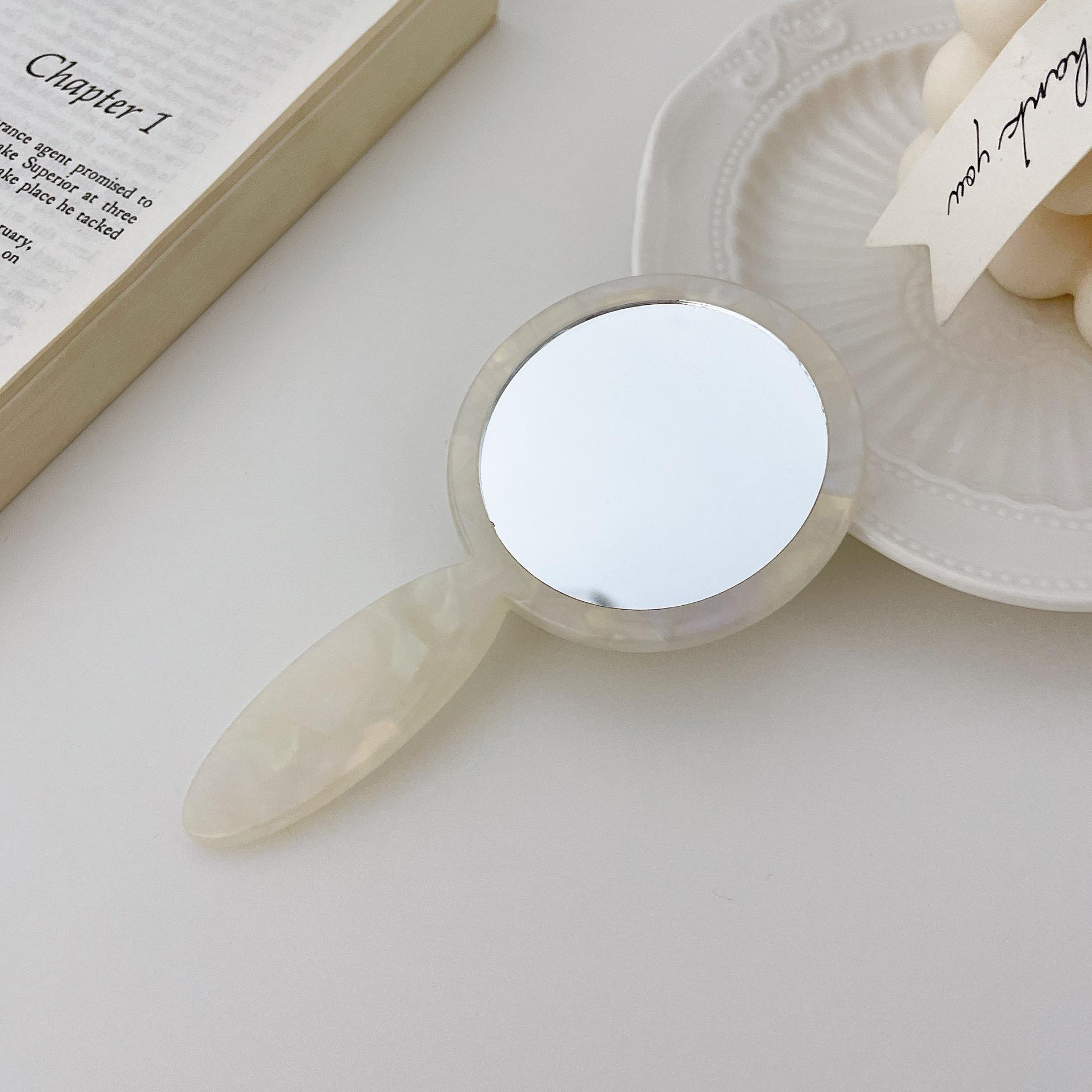 Женское Зеркало для Ежедневного Макияжа и Коррекции, Маленькое Круглое, Носимое в Руке, Портативное, Одностороннее