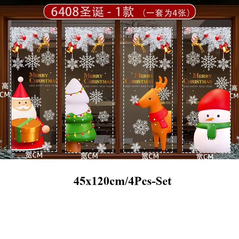 Paste New Year's Day New Year Decoration 4pcs/set Christmas Window Glass Decoration Hotel Window Door Static Wallpaper Decor