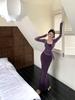 Purple Lace Cardigan & Fishtail Camisole Dress Set - Women's Sexy Autumn Fashion Two-Piece