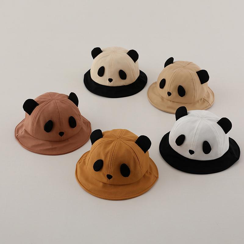 Niedlicher Panda-Baby-Beckendeckel, Farbe Patchwork, Kinder, Sonnenschutz, Fischerhut, Cartoon, Kinder, Baumwolle, atmungsaktiv, Visiere, 6–18 M, Jungen und Mädchen