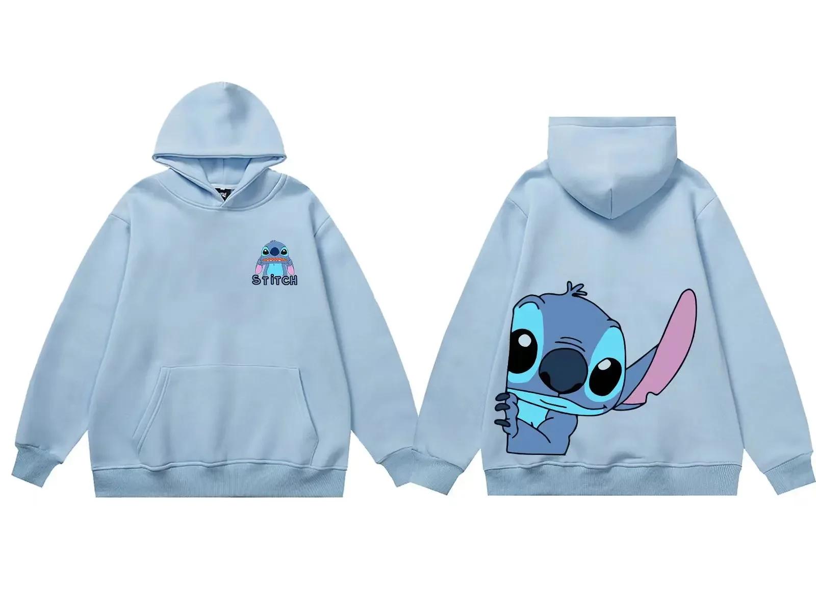 

Disney Hoodie Fashion Stitch Angel Monster Letter Cartoon Sweatshirt Pullover Cute Harajuku Unisex Women s Pocket Top 2XL