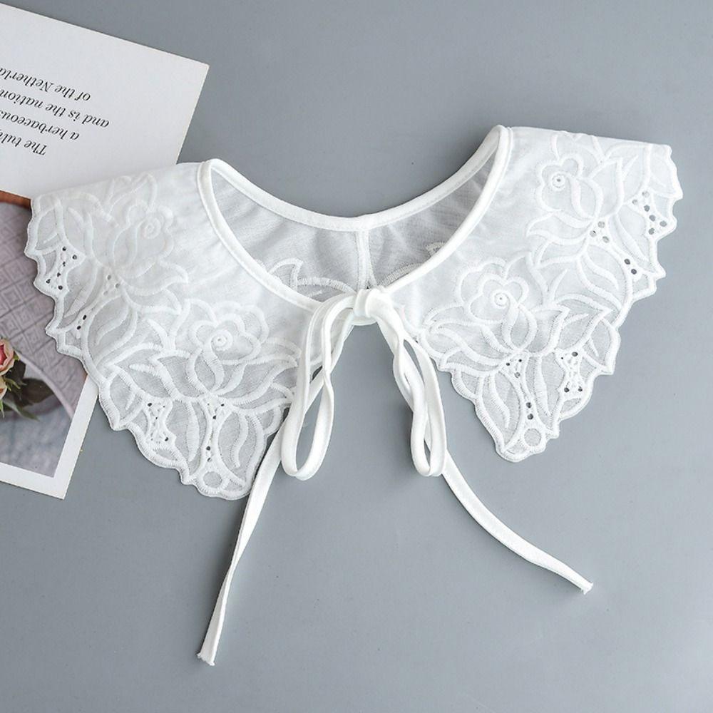 

Detachable Embroidered Flower Fake Collar Rose Lace Neckline Lace Collar Women/girls