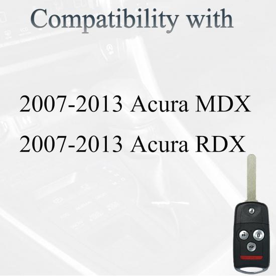 Key Fob Keyless Entry Fits For Acura MDX RDX 2007 2008 2009 2010 2011 2012 2013 Remote Control Flip Key Replacement N5F0602A1A 35111-STX-326 4 Button