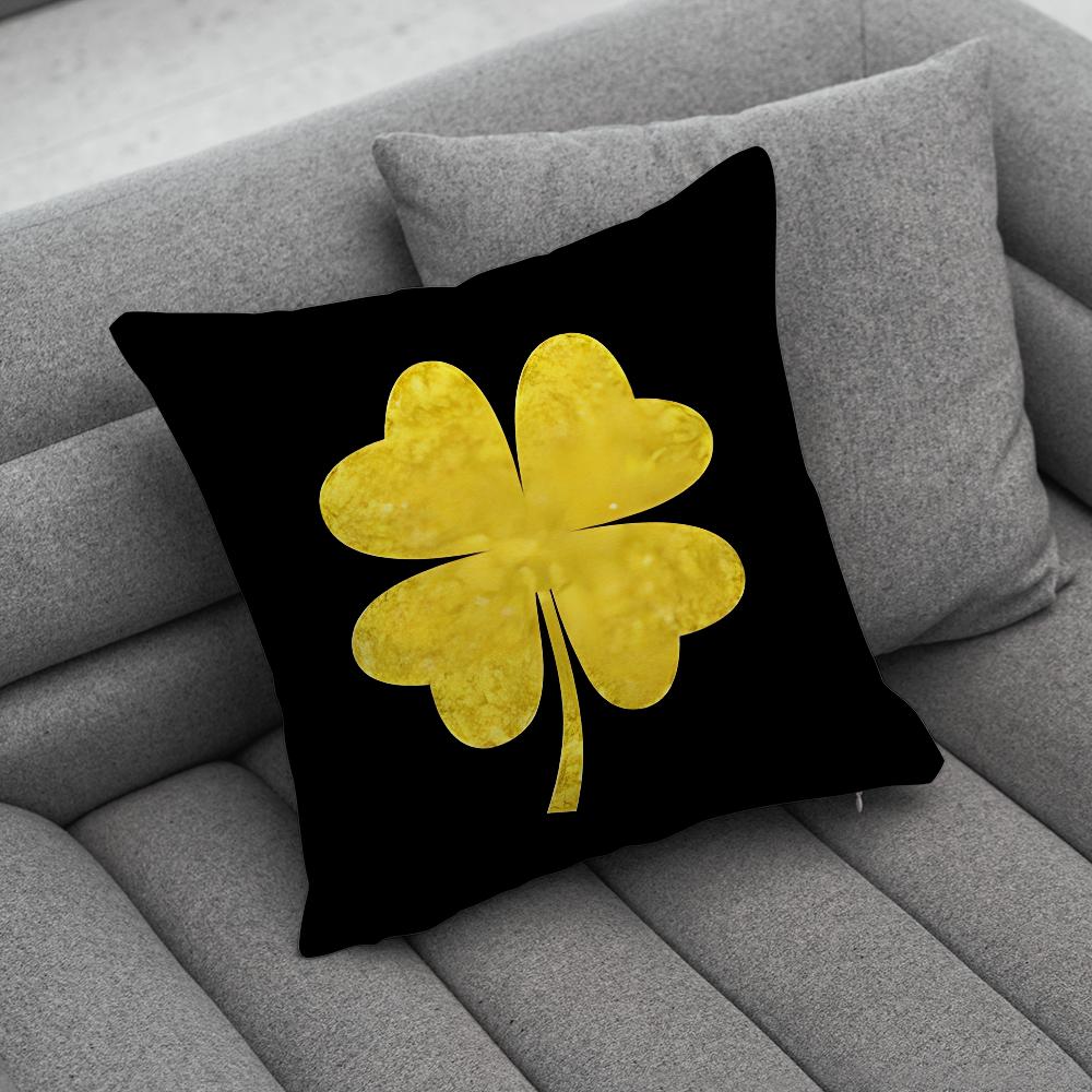 Lucky Four Leaf Clover Pillow Case Soft Cushion Cases for Farmhouse Sofa Decor Home Decorations and Protector