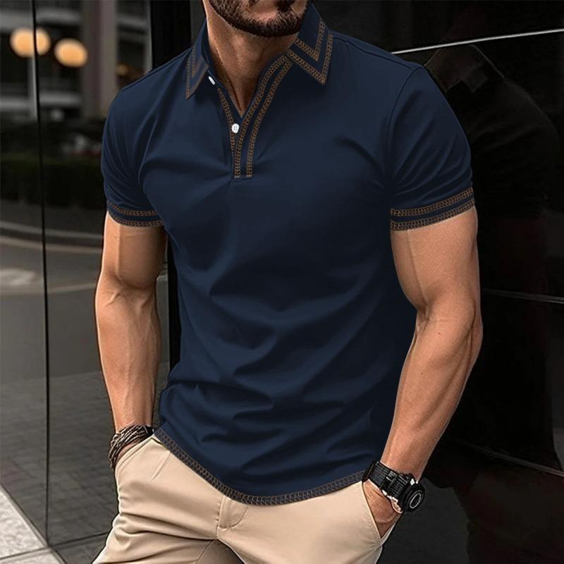Summer Men's Casual Collar Line Short Sleeved T-shirt Polo Shirt