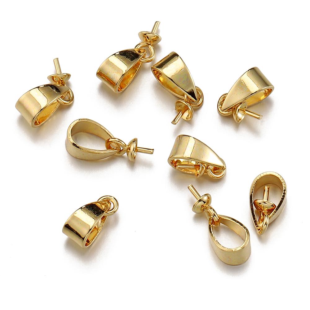 20pcs Stainless Steel Pearl Pendants Eye Pins Bail Top Drilled Beads End Caps Pendants Charms Connectors for Jewelry Making DIY