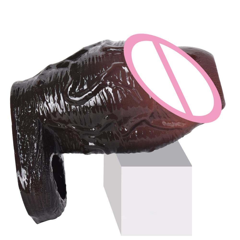 SXXY Two Colors Thick Realistic Penis Sleeve With Openwork Design Silicone Wearable Dick Sheath For Men Cock Enlargement Sexshop