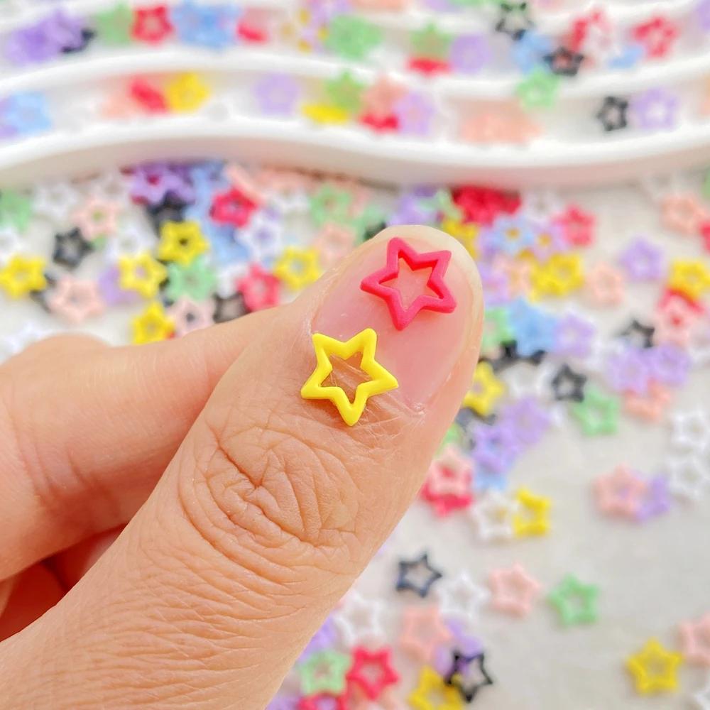 100Pcs Cute Mini Cartoon Colorful Christmas Stars Nail Art Flat Back Rhinestone DIY Manicures Appliques Accessories Crafts