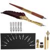 Feather Pen Set Calligraphy Writing Drawing Quill Dip Kit Vintage Art Craft CollectionSP248006R Wine Red