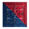 Elegant Autumn Red & Blue Patchwork Mulberry Silk Scarf - Versatile Women's Fashion Accessory