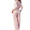 European Fashion Long Sleeve Jacquard Pajama Set with Hollow Design - Sexy Slim Fit Long Pants Home Wear