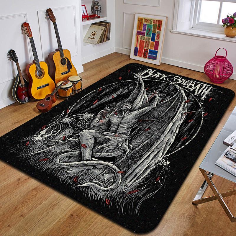 B-Black Sabbath Logo Gedruckter Teppich Mode Yogamatte Rutschfester Teppich Schlafzimmerdekoration Außenteppich Schlafzimmer Geburtstagsgeschenk