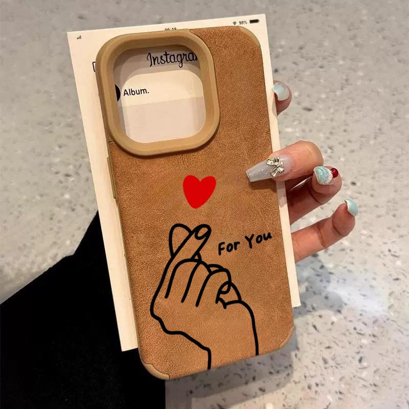 Love Heart For You Cute Luxury Executive Shockproof Phone Case For 15 Plus iPhone 16 15 14 13 12 17 Pro Max 11 Pro X XS XR Funda