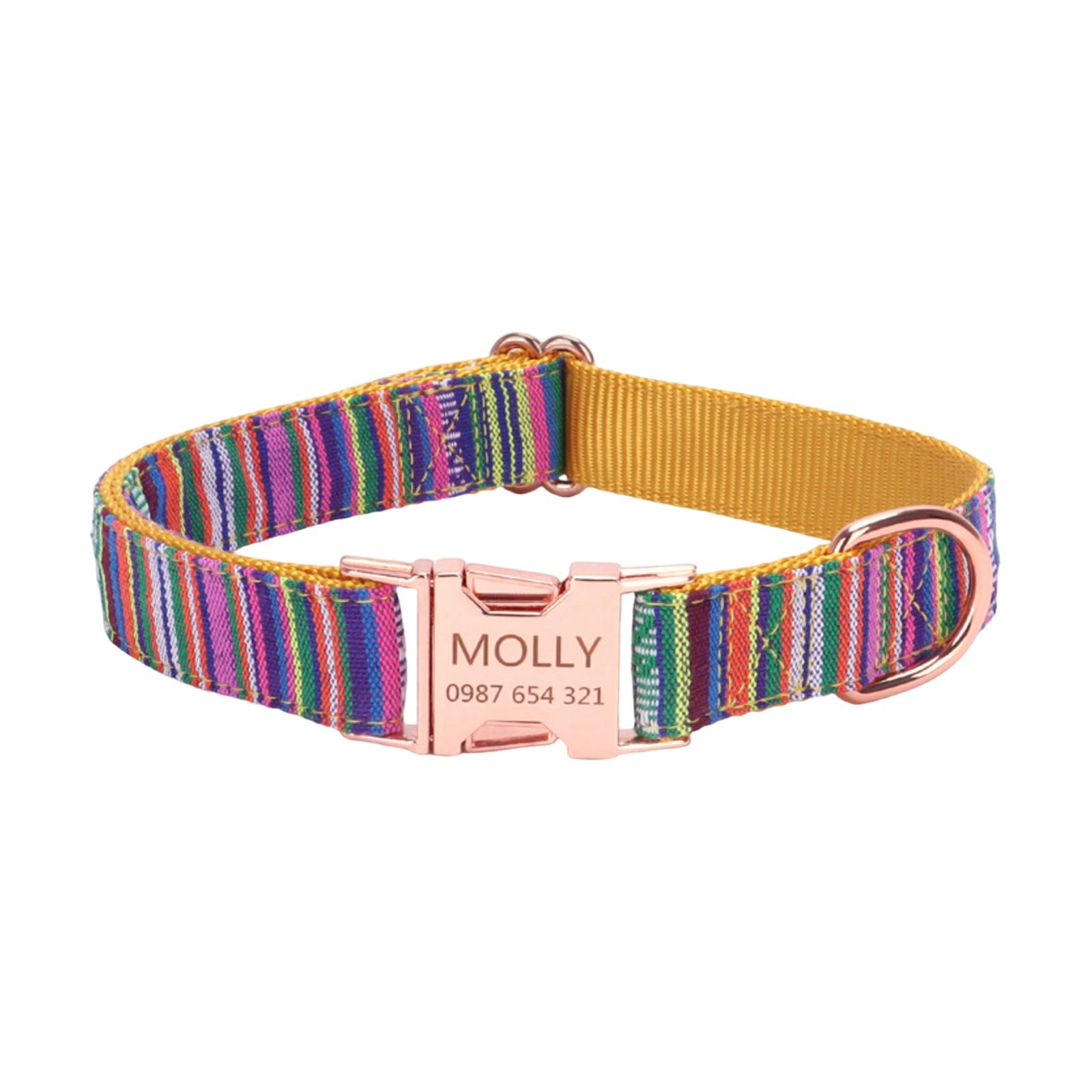 

Metal Buckle Dog Collar And Leash Set, Bohemian Striped And Checkered Collar, Ethnic Pet Collar. XS жовтий
