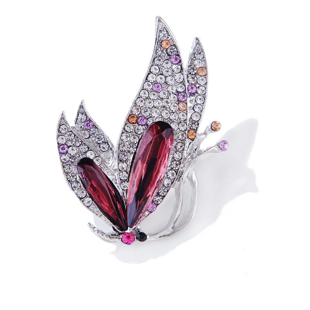 Korean Style Purple Crystal Butterfly Brooch for Women