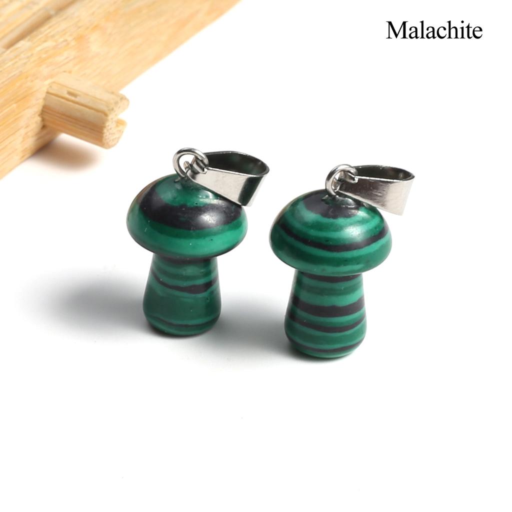 2 Stück, Handgefertigter Anhänger in Pilzform mit Edelstein, Reiki-Heilkristall Quarz Achat Jade Naturstein Anhänger Charms für Schmuckherstellung DIY 1,2×1,6cm