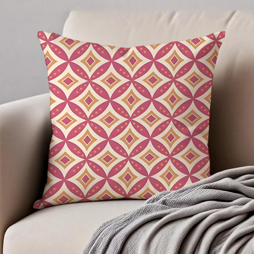 Creative Abstract Art Indonesia Batik Cushion Cover Pillowcase Antidustmite Invisible Zipper Short Plush Sofa Cushion