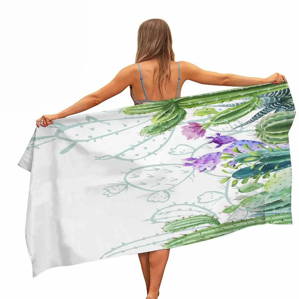 Cactus Plants Microfiber Pool Beach Towel Portable Quick Fast Dry Sand Outdoor Travel Swim Blanket Thin Yoga Camping Women Men