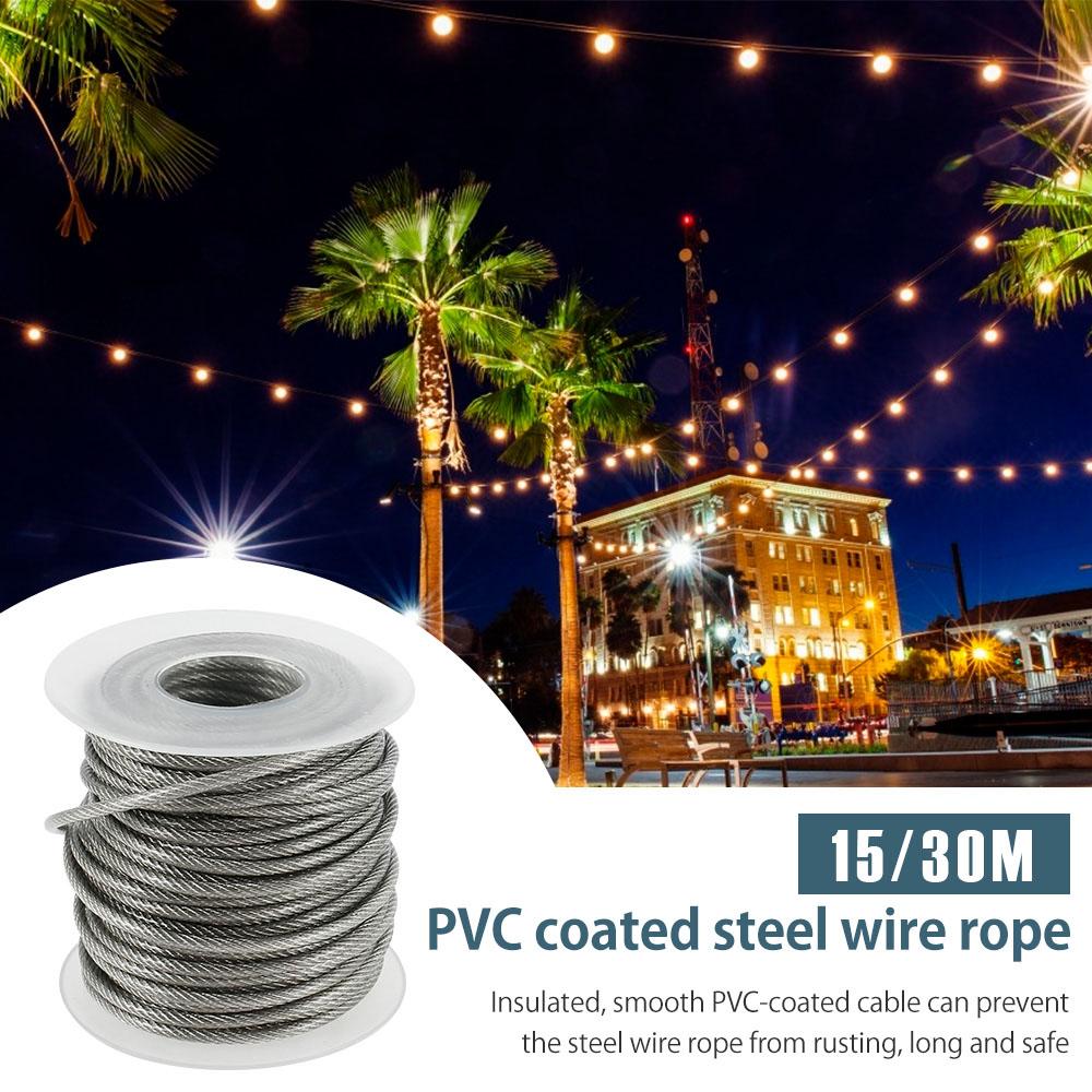 

15M/30M Stainless Steel Cable Railing Kit PVC Coated Rust-proof Wire Cable Rope Heavy Duty Garden Wire Cable Fence Tent Roll Kit 15M