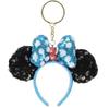 Disney Sequin Headband Keychain Tokyo Disney Resort Exclusive Blue Dot Ribbon Keychain