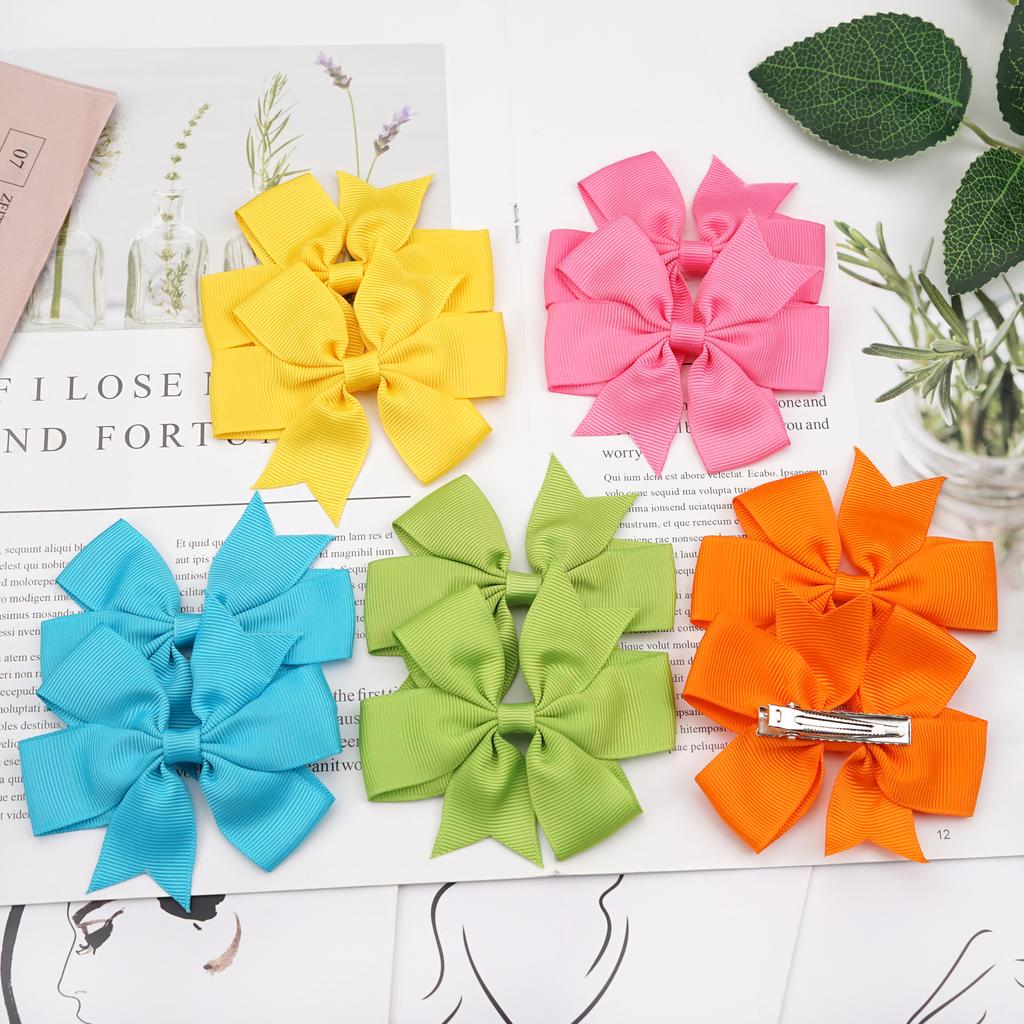 10/20Pcs Grosgrain Ribbon Solid 3.5Inch Hair Bows With Clip For Girls Hair Clips Hairpin Barrettes Headwear Kids Hair Accessorie