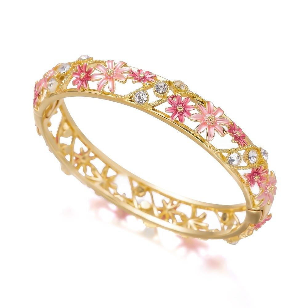 Hollow Wire Chinese Cloisonne Bangle Exquisite Filigree Peony Jewelry Vintage Jewelry Style 1