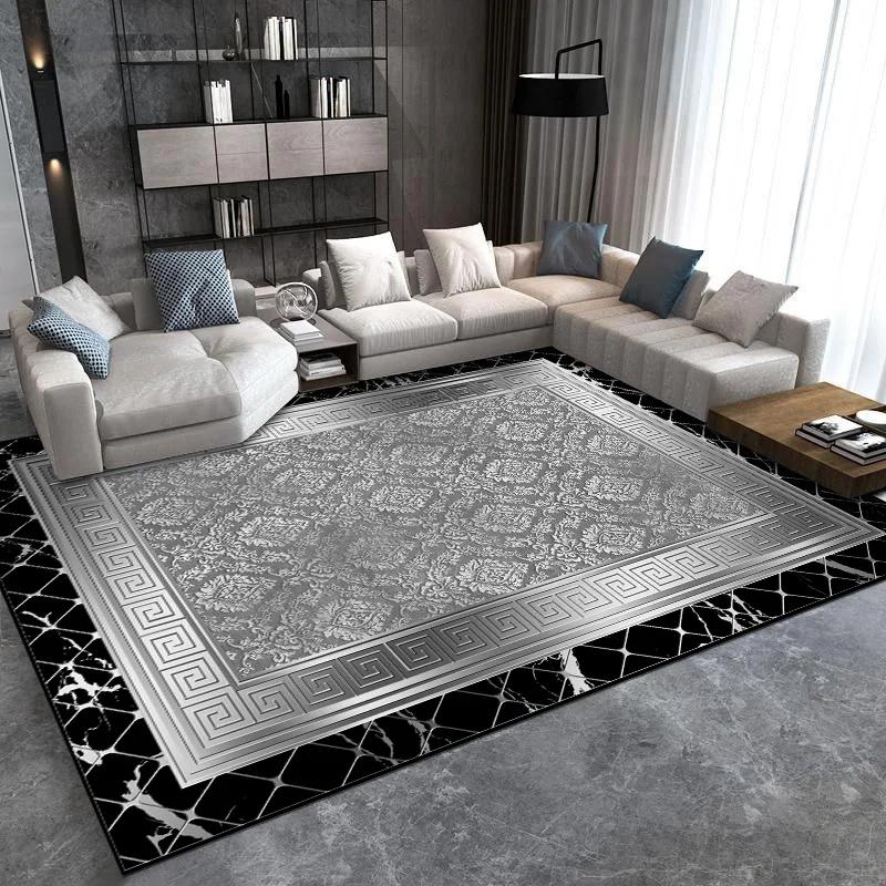 Golden Decorative Rug For Living Room Luxury Style Entrance Floor Mats Lounge Soft Antiskid Carpet Bedroom Bedside Rugs Washable
