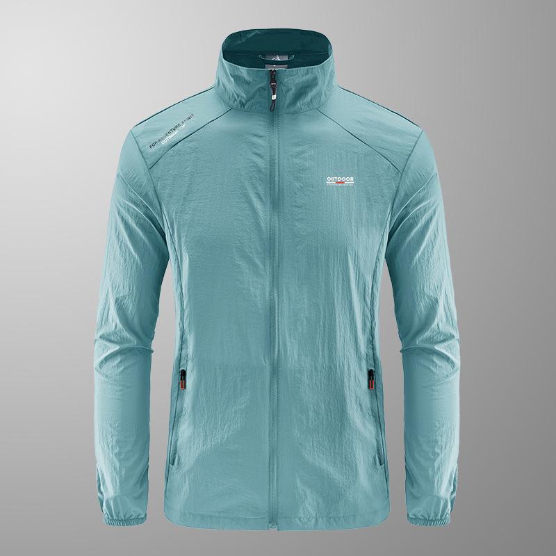 Summer 1011 men's ultra-thin breathable stand-collar UV protection jacket, fishing suit men's skin clothing live stream