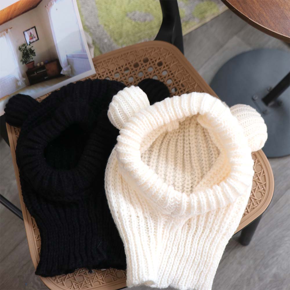 Balaclava a forma di orecchie d'orso antivento Stile Coreano Cappello Invernale Pullover Cappuccio Casco Donna