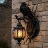 Dekoracyjna Sztuka Ścienna do Ogrodu na Balkonie Lampka z Krukiem na Gałęzi w Stylu Vintage, Gotycki Smok jako Kinkiet Drobno Rzeźbione Lampy Wystrój Sypialni Salonu Sypialni, Fantastyka