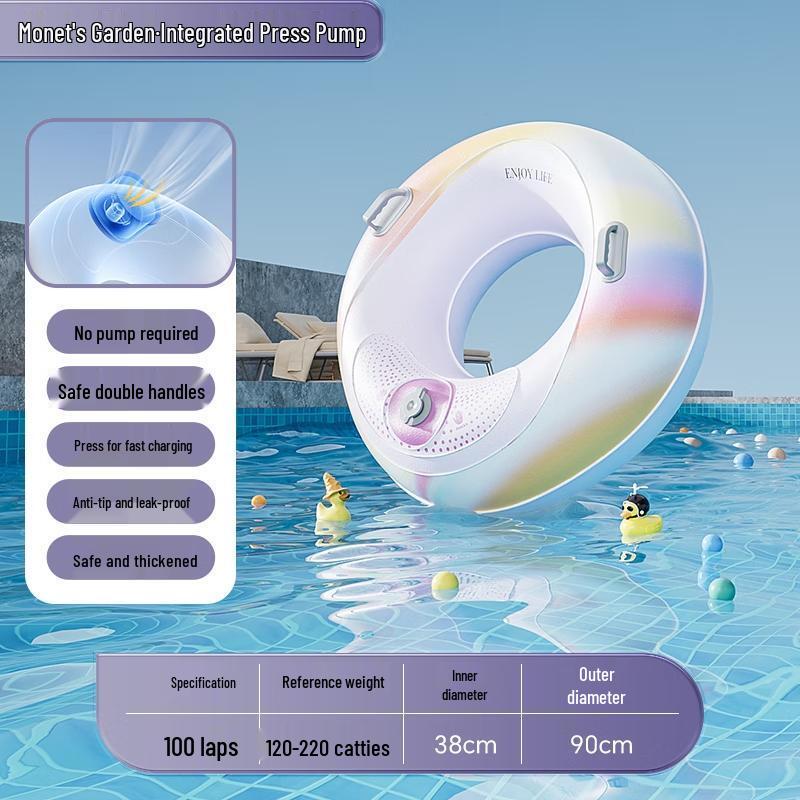 HANDUNYOU Press-to-Inflate Anti-Rollover Underarm Swim Ring