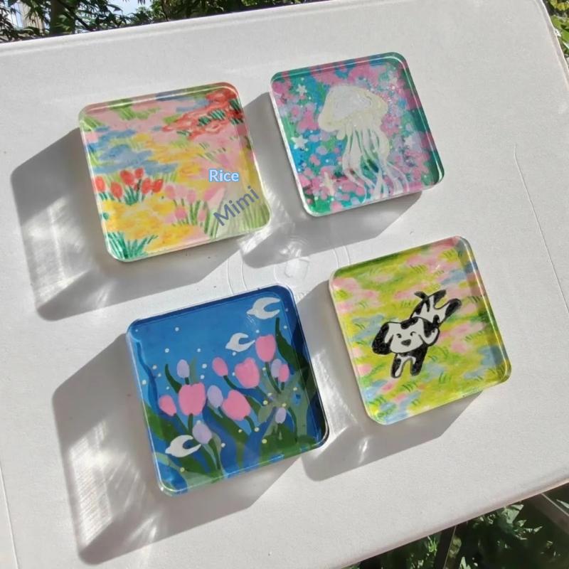10 Stuks Zeer Transparant Acryl Vierkant Rond Met Magnetisch Vel Materiaal Pakket Huisdecoratie Diy Koelkastmagneet