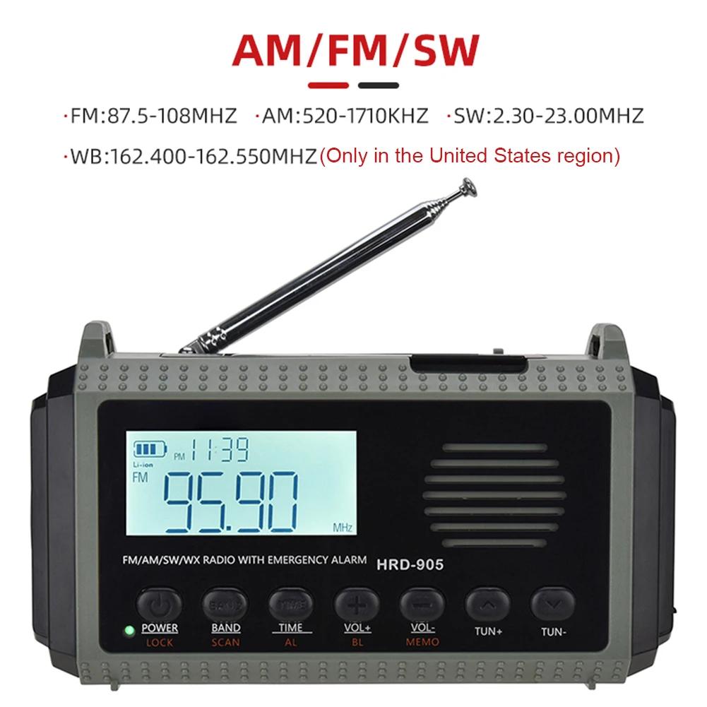 Solar Hand Crank 10000MAh Portable Radio AM FM SW NOAA Weather Radio Outdoor Emergency Charger Camping Equipment Survival Tool
