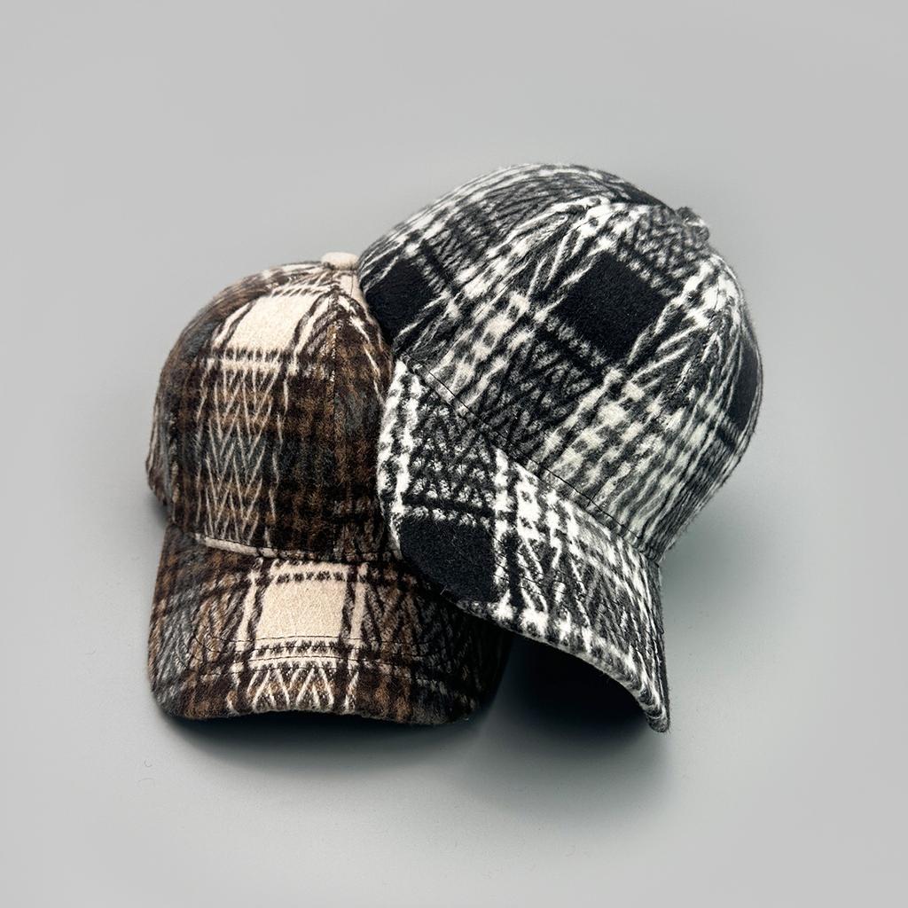 Klassische karierte Retro-Baseballkappe für Herren und Damen, warm, lässig, vielseitig, britischer Stil, Modekappe