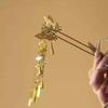 Ancient Gold Butterfly Tassel Hairpin for Women's Hanfu Updo