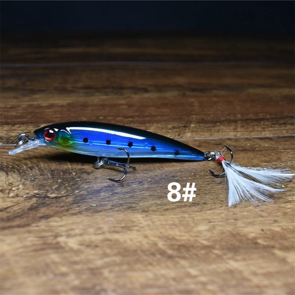 9cm 7g Feather Minnow Laser Fishing Lure Set - Hard Bait 8 цветов