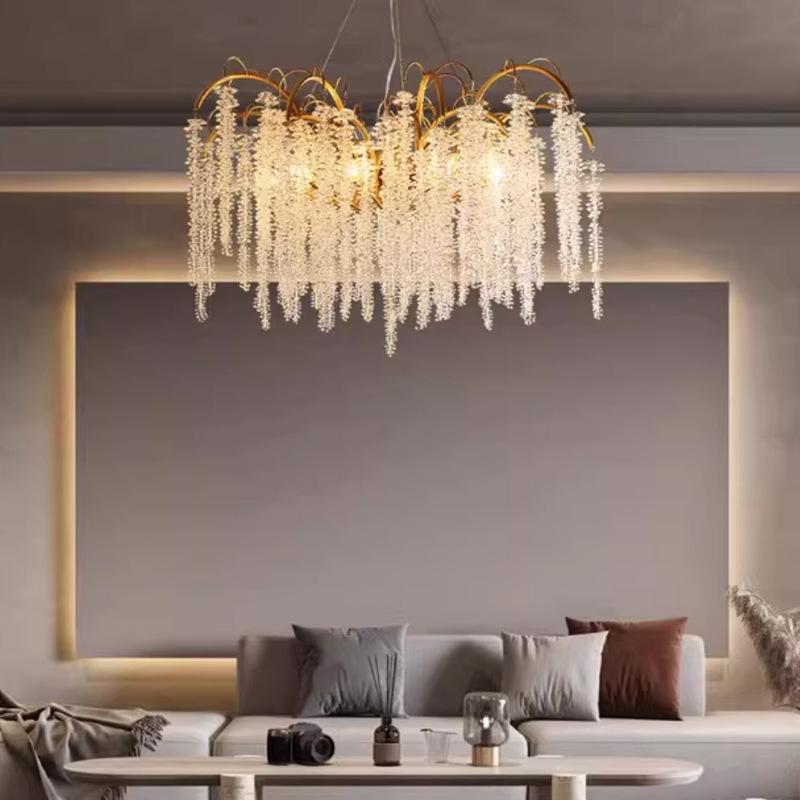 LED Crystal Tassel Chandelier: French-American Style for Living Room, Bedroom, or Restaurant