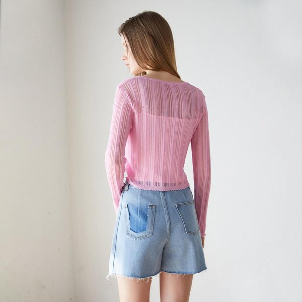 Egoist Button Point Mesh Knit Cardigan Es2okg03
