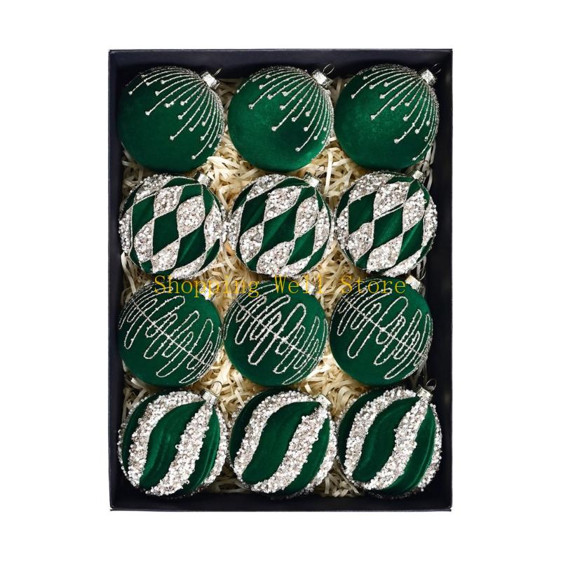 KX4B 12 Pcs Decorative Ball Glittering Christmas Ball Ornament Christmas Tree Decorations For Home Party Indoor Outdoor Use